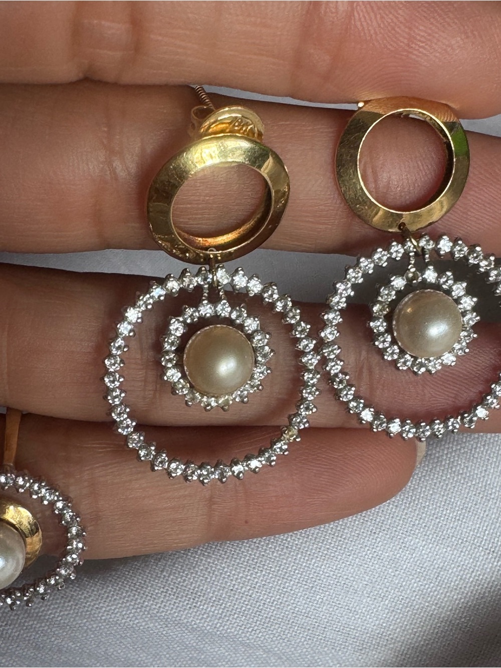 LAZURDE 18K GOLD CULTURED PEARL & CZ MATCHING SET – RING & EARRINGS